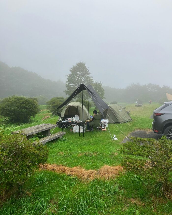 望洋平キャンプ場のオートサイトのテント