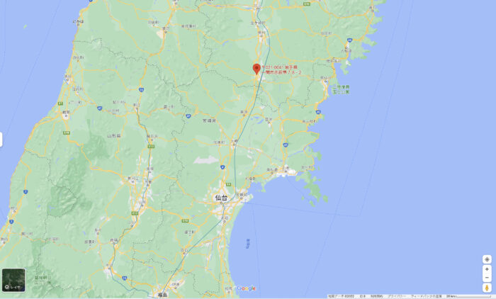 岩手県一関市の古戦場のマップ