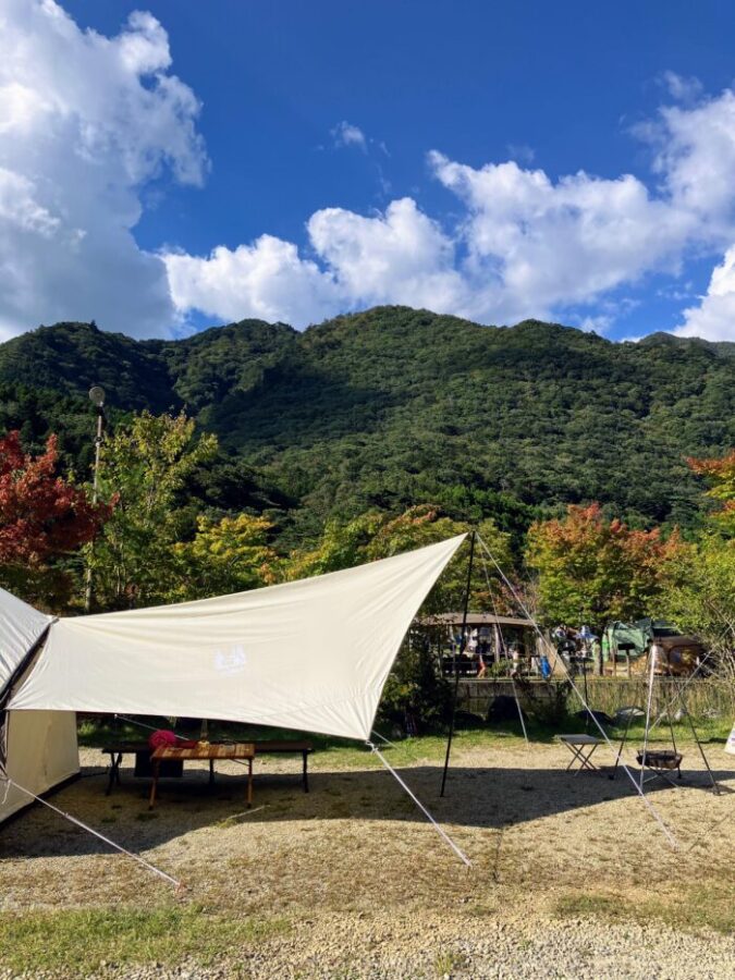 栃木県那須塩原市の塩原グリーンビレッジのキャンプ場のテントサイト